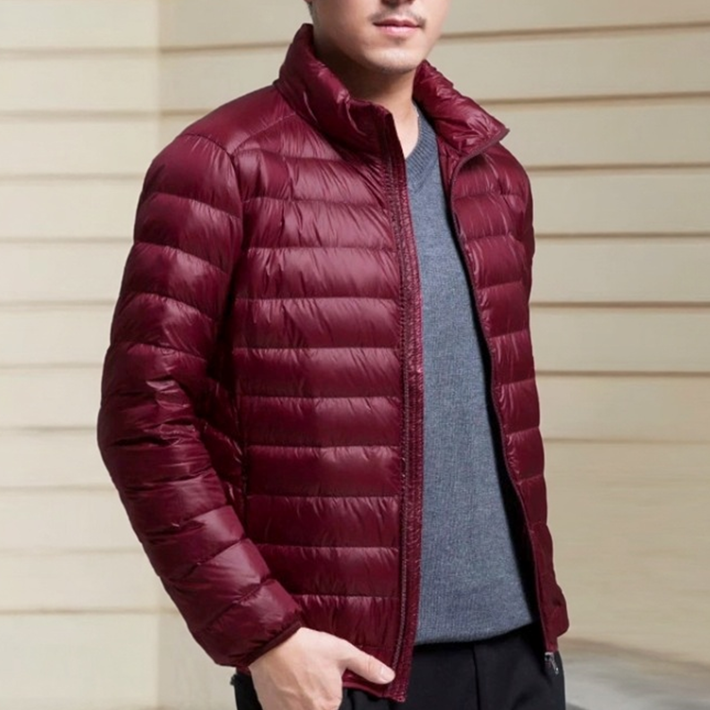 男士冬季轻薄羽绒服立领短款保暖外套深蓝色修身时尚中青年棉衣男,运动服/休闲服装,运动羽绒服,淘宝优惠券,粉丝福利购,淘宝优惠卷