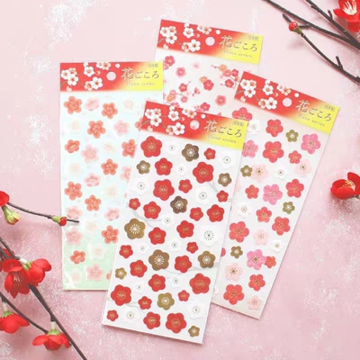 日本进口MINDWAVE书贴纸手账红梅diy烫金花边装饰衣橱复古手绘风