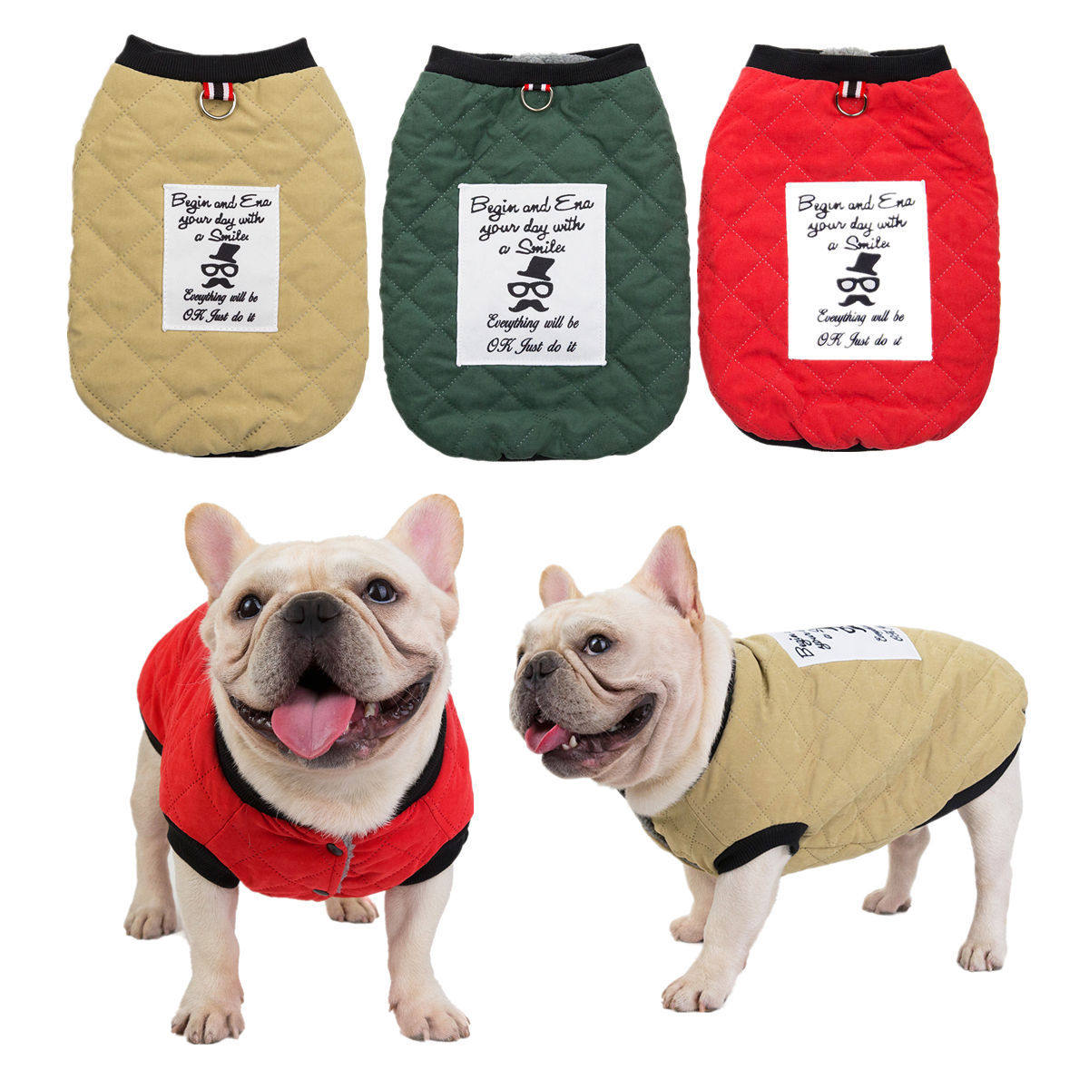 宠物衣服斗牛犬法斗京巴沙皮狗狗衣服秋冬装19斗牛格子两脚棉衣