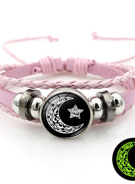 日月恋人手环复古夜光情侣手链