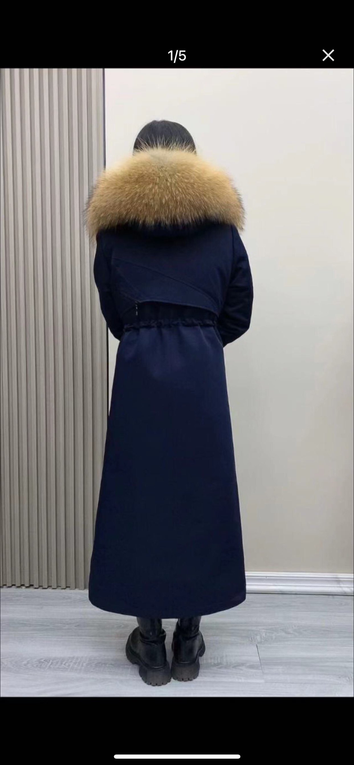 新款獭兔毛加长内胆派克服长款过膝加厚皮草大衣可拆卸真皮真毛冬