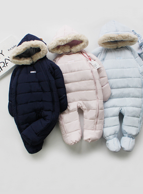 新款婴幼儿连体保暖棉袄加厚男女宝宝外出爬服新生儿爬衣包邮