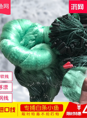 一指1.5指789分三层渔网绿色粘网丝网沉浮沾网专捕白条餐鱼小鱼网