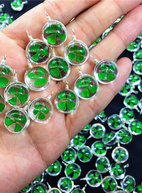 手工设计真干花四叶草蒲公英标本锁骨项链饰品精品景区货源爆款