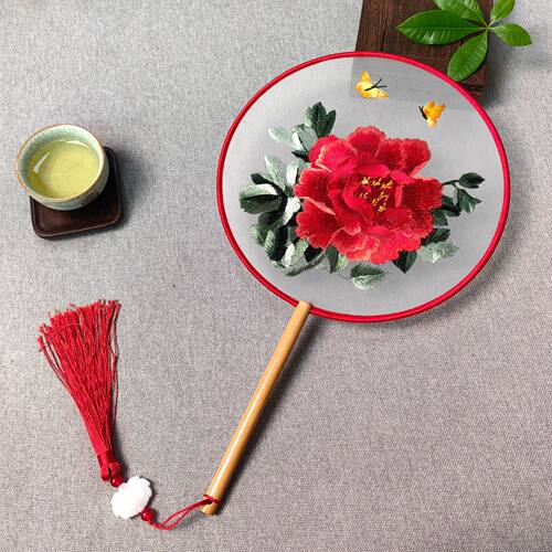 中式苏绣双面绣刺绣团扇古风汉服