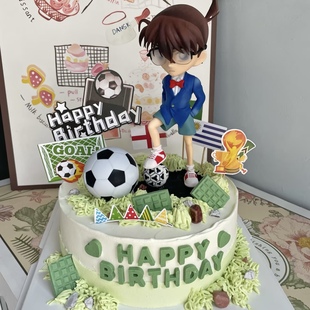 柯南甜品台装 饰蛋糕插牌摆件男孩女孩生日自行车基德kid小黑足球
