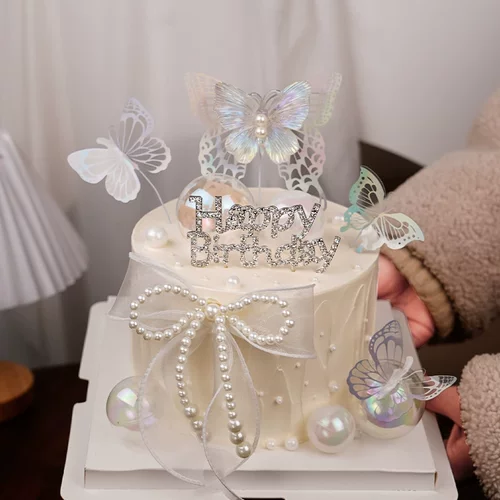 女神仙女蛋糕装饰珍珠蝴蝶结插件