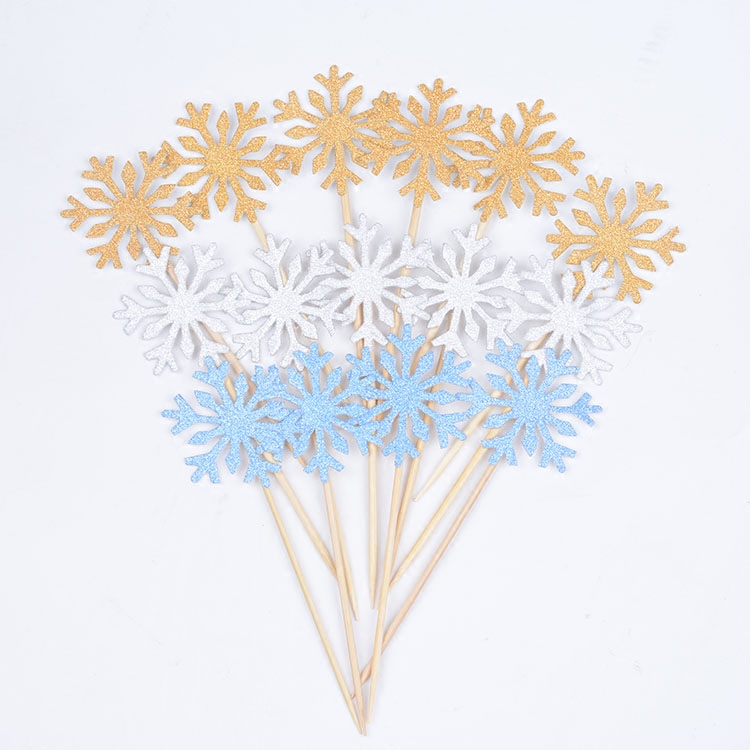 烘焙蛋糕装饰 生日快乐插牌 冰雪奇缘雪花牙签插旗插卡派对装饰