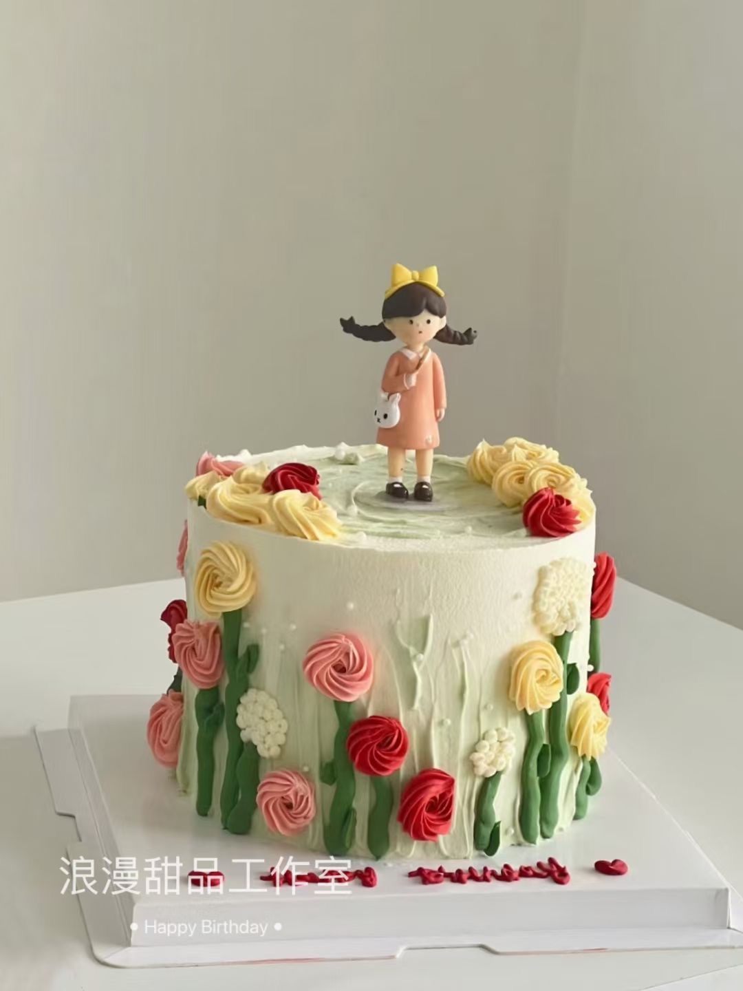 生日蛋糕装饰小辫子蜜桃女生娜娜