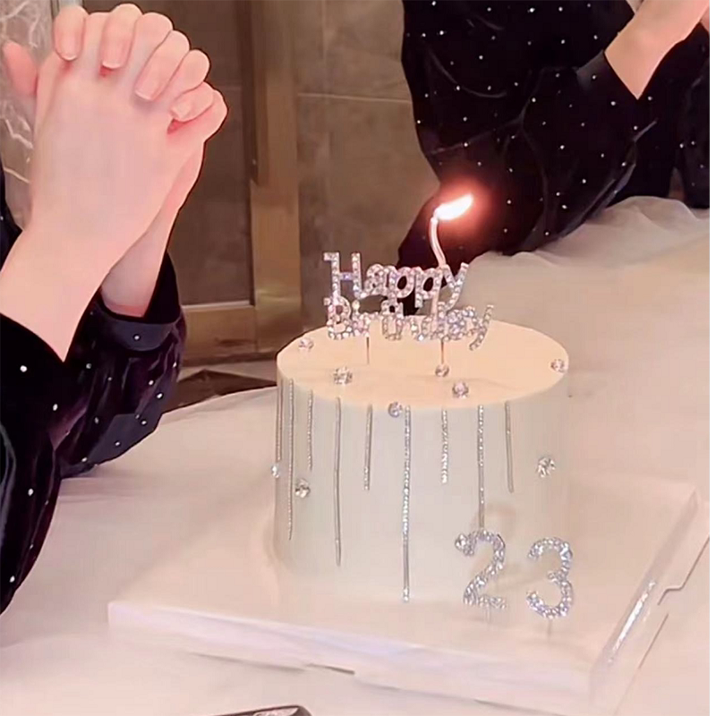 小红书同款钻石happybirthday数字蛋糕装饰女生生日插件插牌