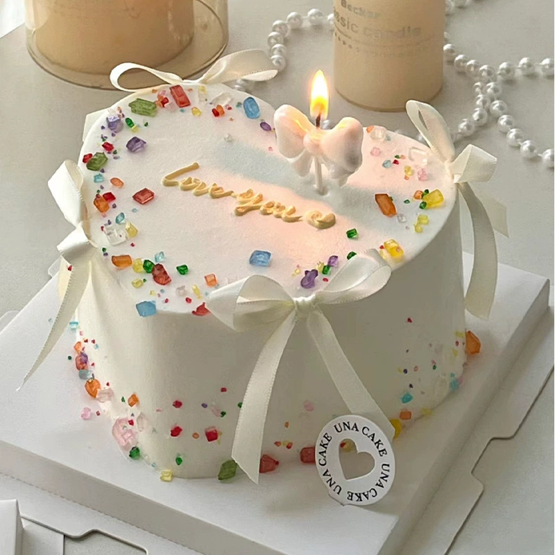 ins新款风宝石钻石糖蛋糕装饰缤纷彩色砂糖生日蛋糕装饰结蜡烛