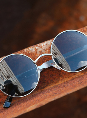 朋克哥特风潮男女太阳镜圆形复古偏光墨镜炫彩膜时尚太阳眼镜街拍