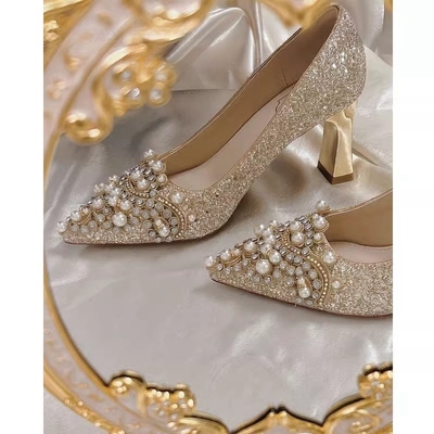 法式高跟鞋女秀禾婚纱两穿婚鞋