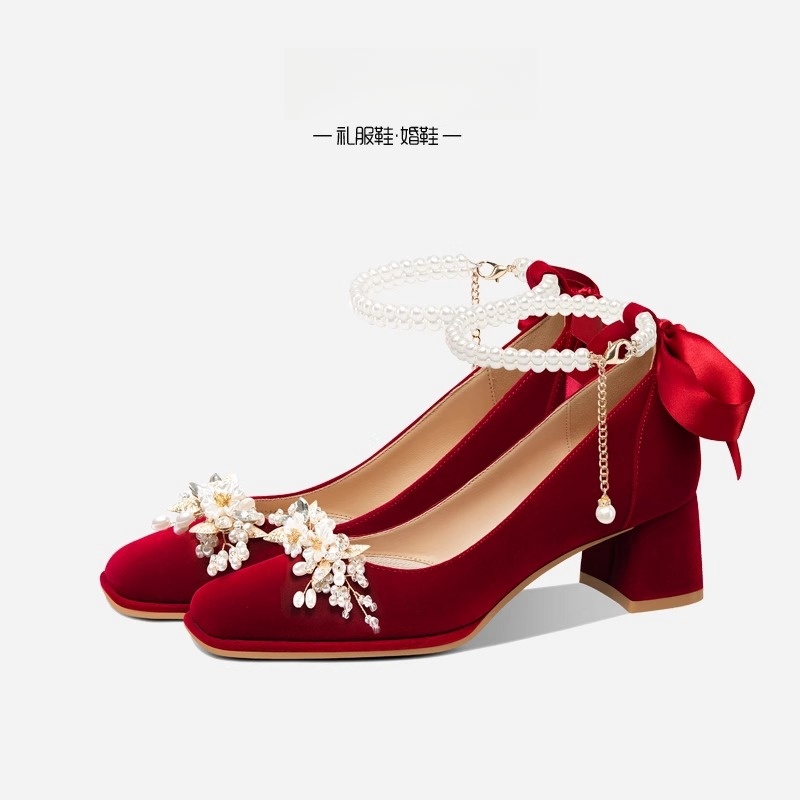 玛丽珍高跟鞋中式秀禾婚鞋新娘鞋