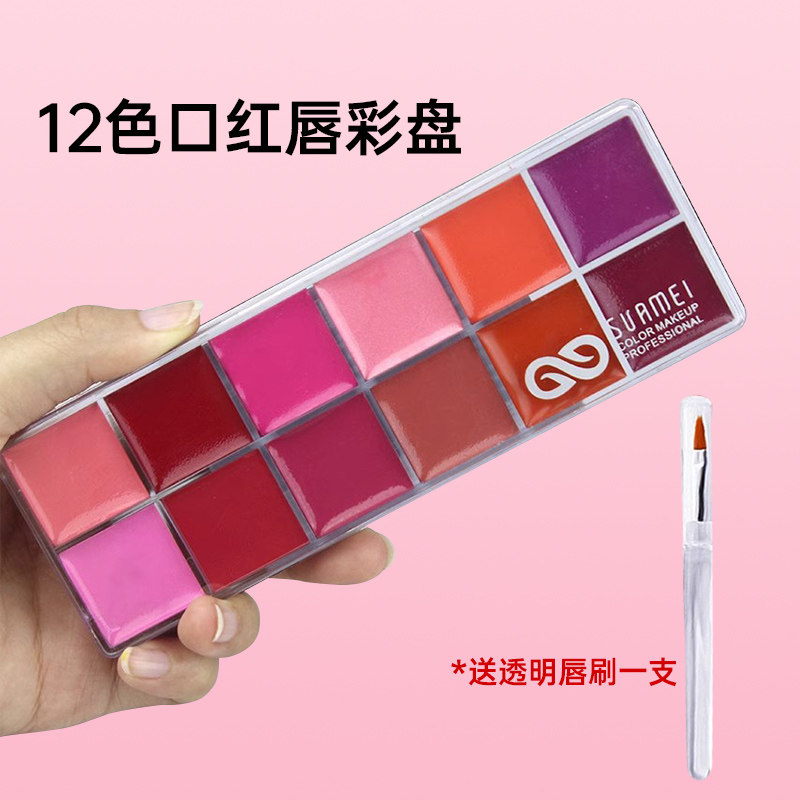12色多色唇彩盘唇冻唇蜜唇膏影楼化妆师唇釉口红板女滋润自然上色