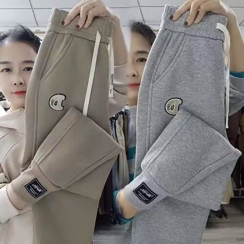秋季新款加绒加厚休闲裤女