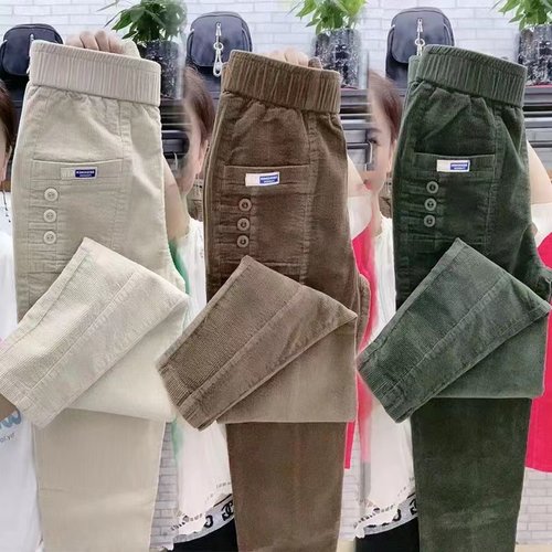清仓捡漏～冬季灯芯绒女休闲裤高腰显瘦哈伦裤时尚百搭加绒小脚裤