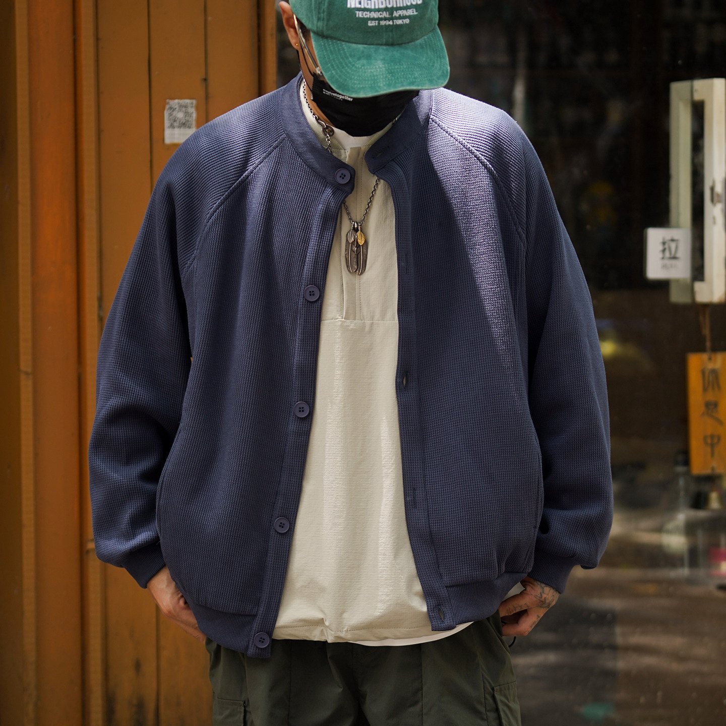 propcell日系复古华夫格卫衣