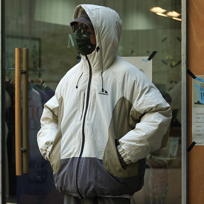 PROPCELL加厚冬季拼色夹克棉服