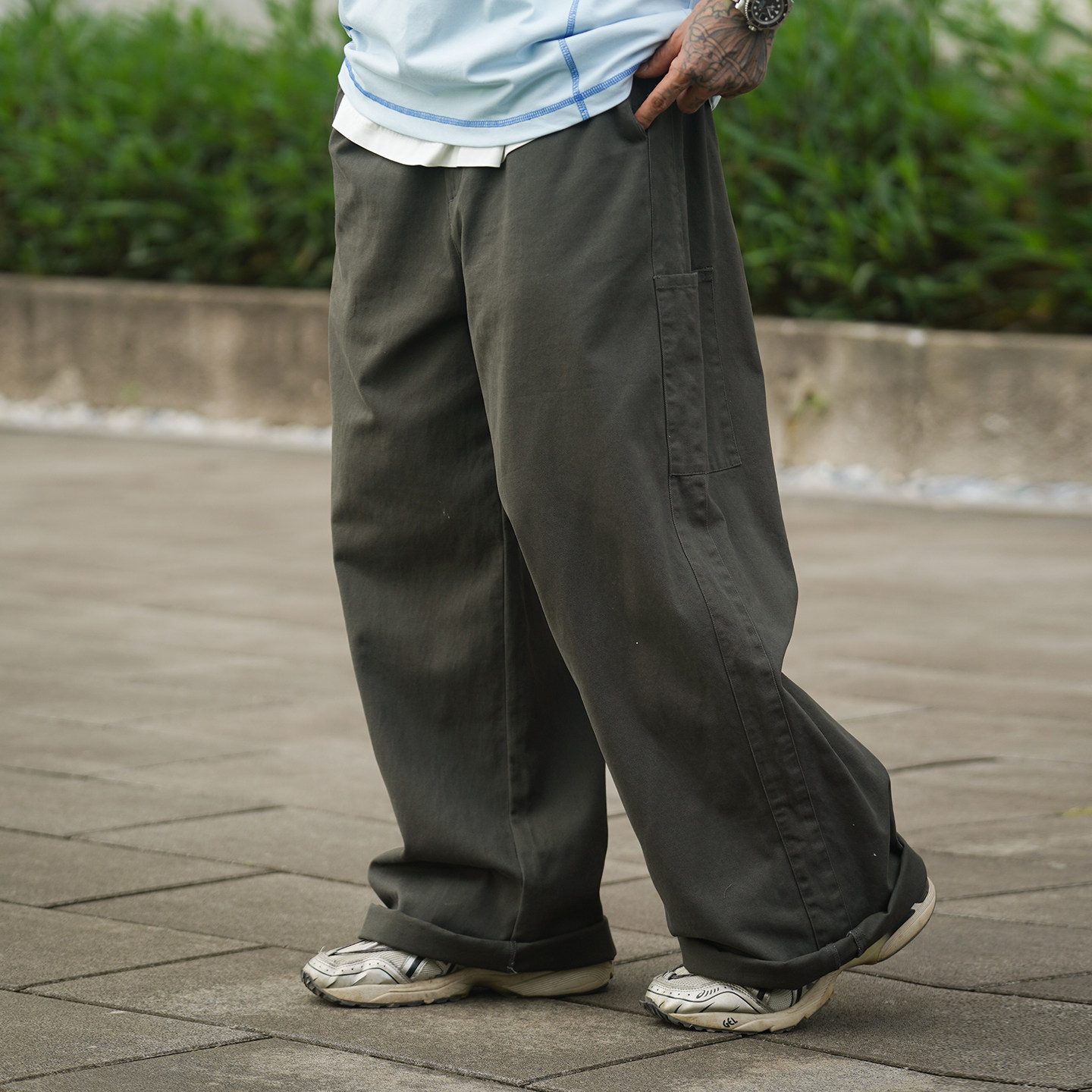 日系复古宽松直筒工装裤