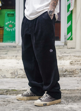 Propcell26春秋新款日系工装风基础款刺绣灯芯绒宽松百搭休闲长裤