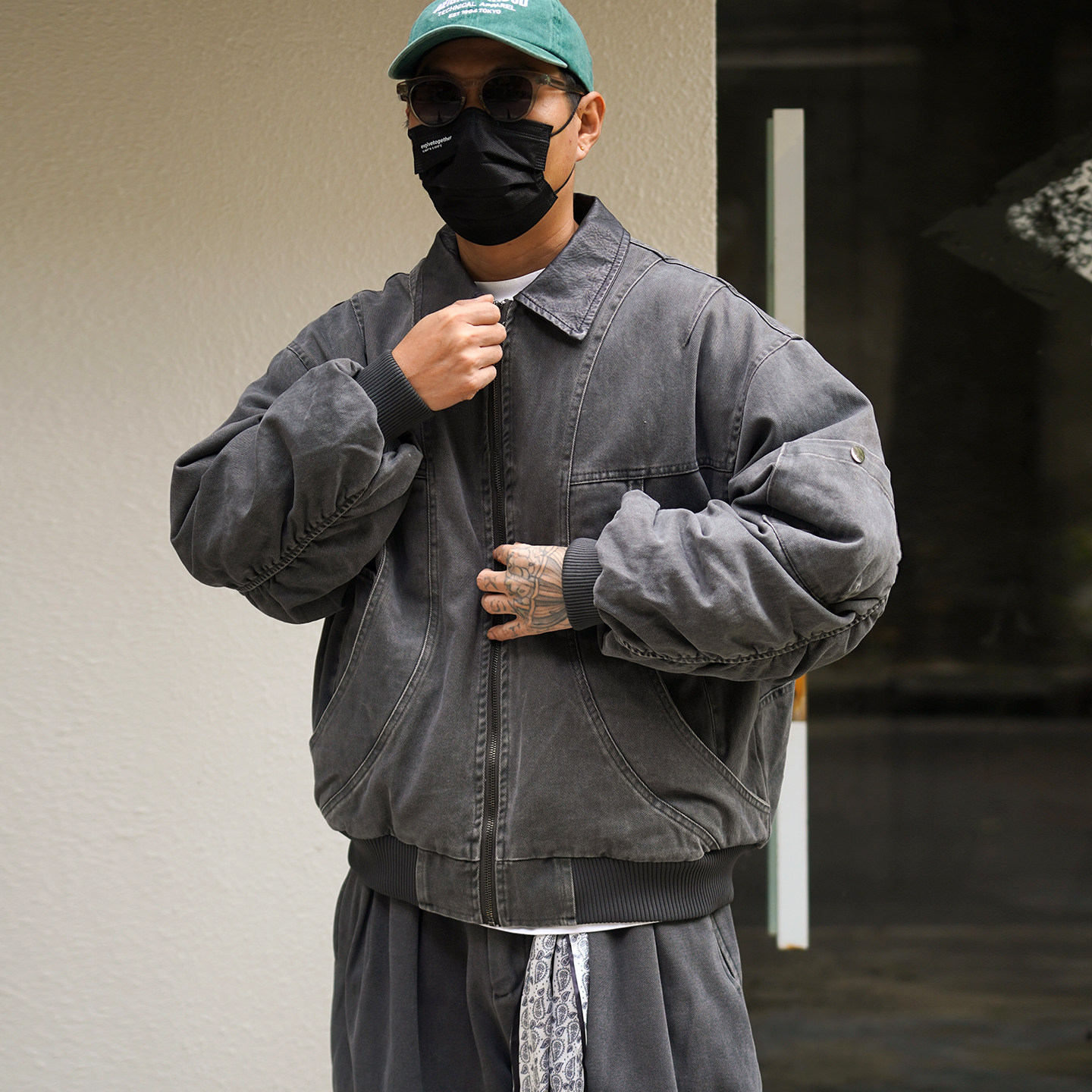 bomber翻领工装羽绒服外套男