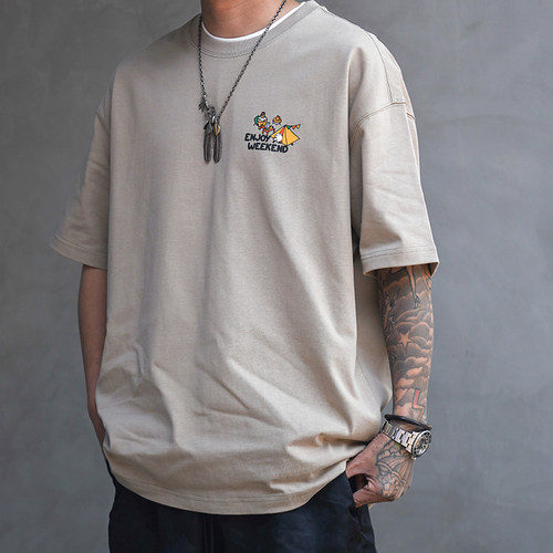 美式街头重磅卡通趣味印花T恤