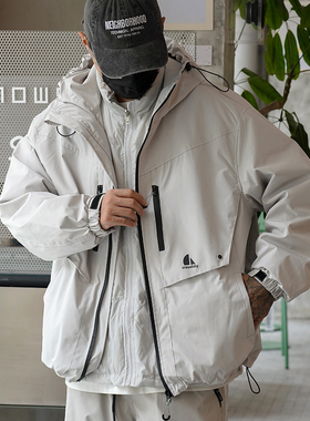 PROPCELL冬季日系户外夹克三合一羽绒服加厚白鸭绒连帽冲锋衣外套