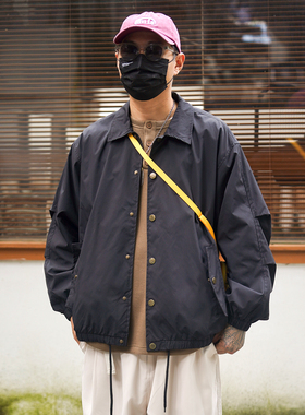 PROPCELL日系复古弯刀袖工装风宽松教练夹克Cityboy潮流休闲外套