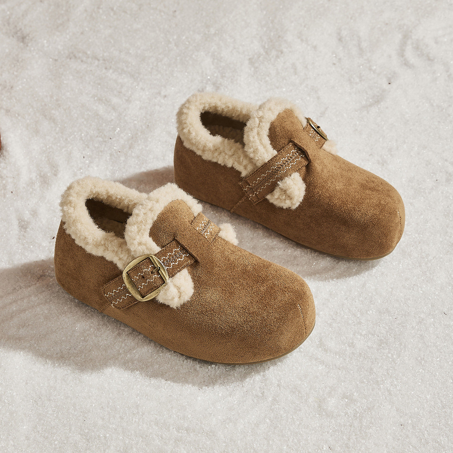 厚底增高勃肯鞋女2025新款秋冬真皮加绒面包鞋子保暖东北大棉鞋