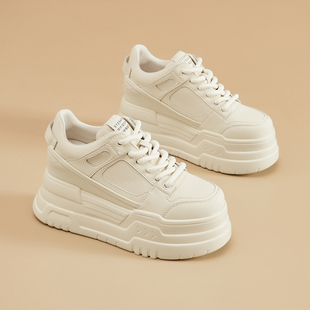 厚底增高小白鞋女2025冬季新款百搭小个子加绒内增高运动休闲鞋