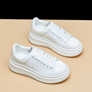 爆款真皮小白鞋女鞋子内增高2025新款夏季网面厚底小个子女士网鞋
