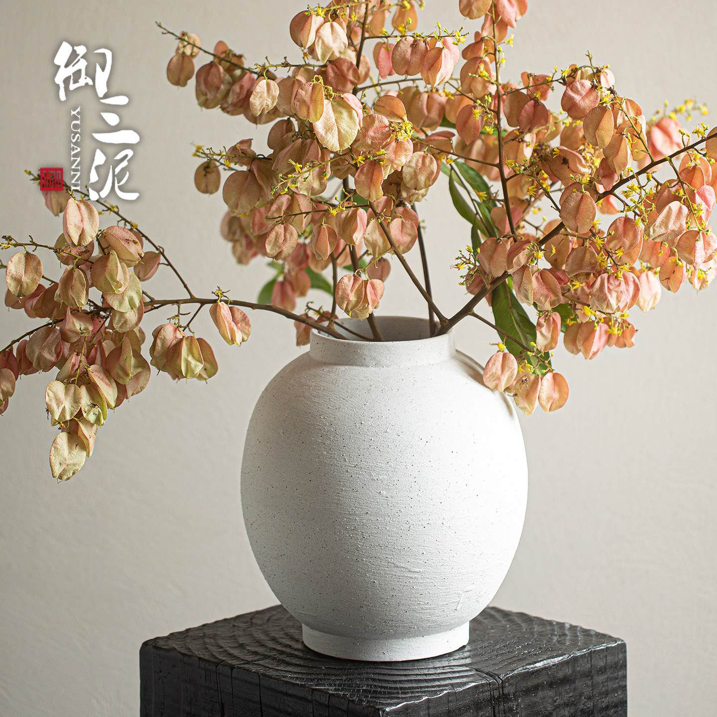 景德镇现代简约白色居家客厅玄关装饰插干花白色酒店粗陶陶瓷摆件