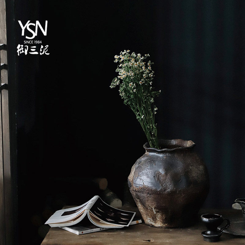 御三泥粗陶复古可水培侘寂风陶罐陶瓷花器花艺插花装饰花瓶摆件,家居饰品,花瓶,淘宝优惠券,粉丝福利购,淘宝优惠卷