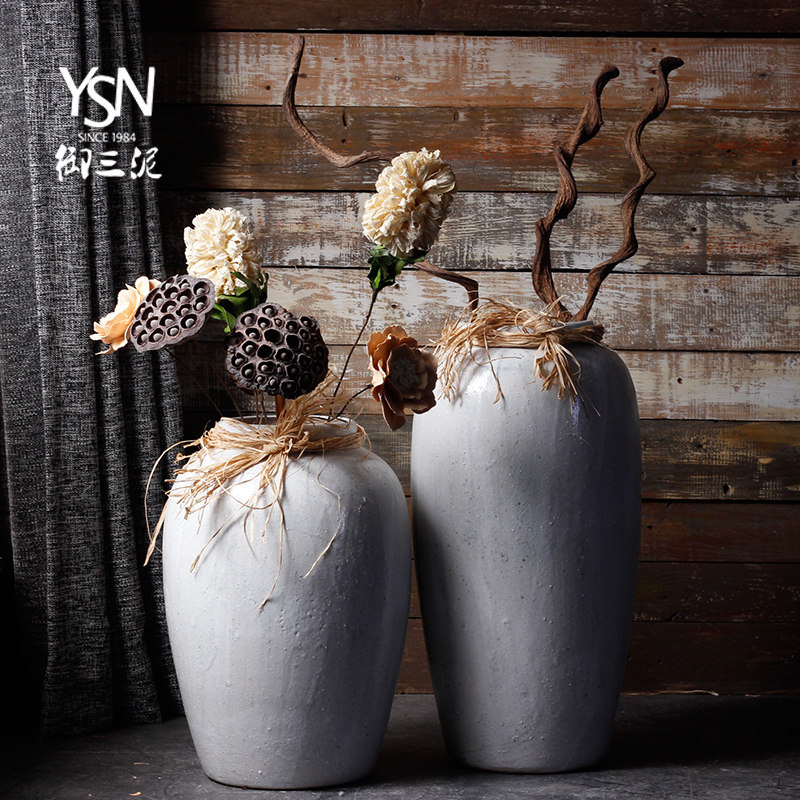 复古现代落地瓶手工粗陶罐坛子干器客厅土陶仿旧大盆,家居饰品,花瓶,淘宝优惠券,粉丝福利购,淘宝优惠卷