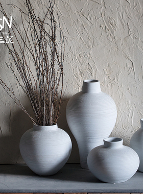 中式禅意摆件小清新高级感简约花器北欧is风陶瓷花Y瓶干花瓶客厅