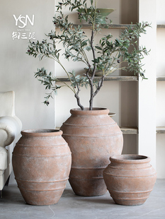 水泥彷红陶地中海花盆波西米亚装饰品覆古陶器花盆粘土花盆大种植