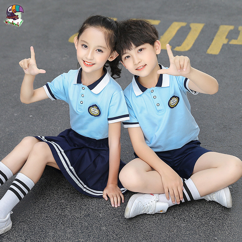 学院风幼儿园园服夏装小学生校服半袖套装纯棉儿童班服短袖运动服