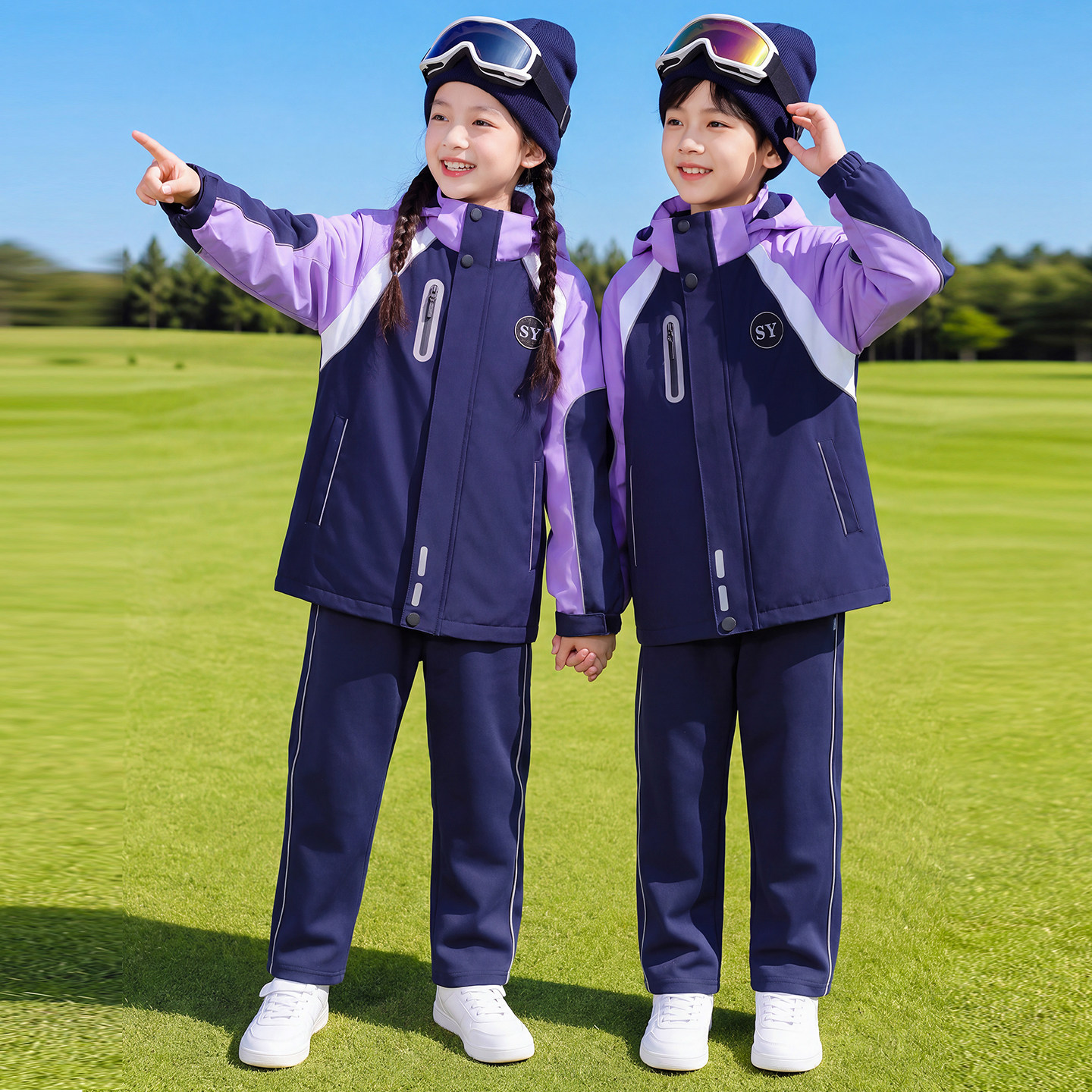 小学生秋冬三合一摇粒绒校服冲锋