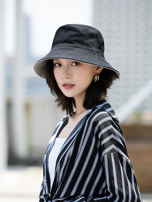 新款双面渔夫帽夏季网红帽女韩版百搭日系遮阳防紫外线防晒太阳帽