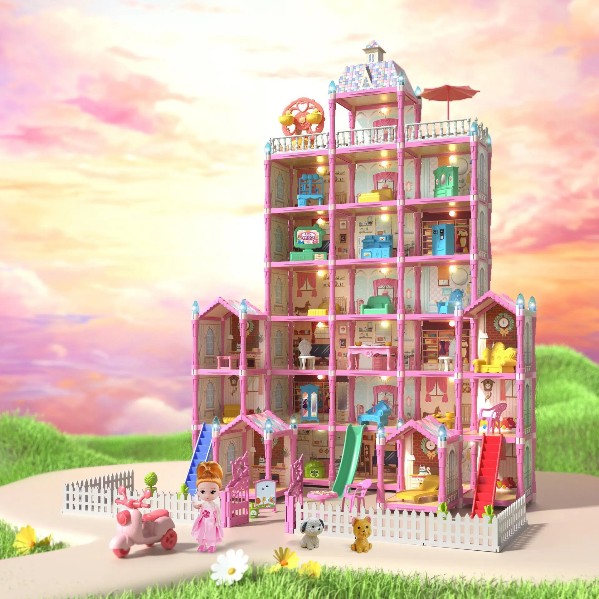 儿童过家家公主城堡别墅娃娃屋diy仿真房子女孩拼装玩具不限彩盒