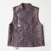 国风带钢印 新中式 上久楷宋锦金璃紫马跃八达晕马甲2026春季 新款