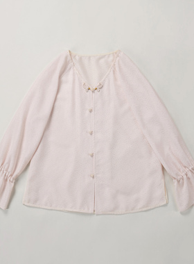 三经绞罗玫瑰苏州手工罗桑蚕丝面料小V领手工盘扣上衣长袖宽松