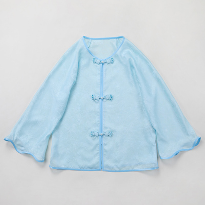 张国权四经绞罗彩金马到成功2026春季新款新中式国风浅蓝色带钢印