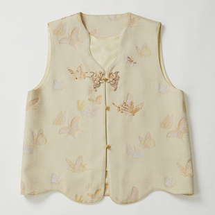 上久楷宋锦晴春蝶戏六重围螺钿马甲款2025秋季新款带绣珠钢印