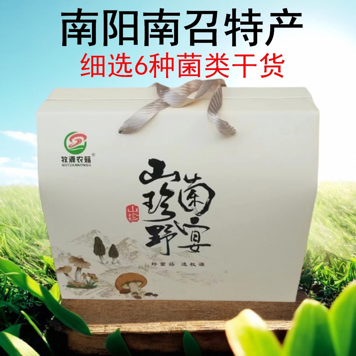 河南南阳特产山珍野菌宴牧源农菇6种菌类组合装礼盒装南召特产