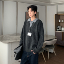 高级感痞帅毛衣时尚 男韩版 宽松百搭上衣 假两件针织衫 Hualun秋冬季
