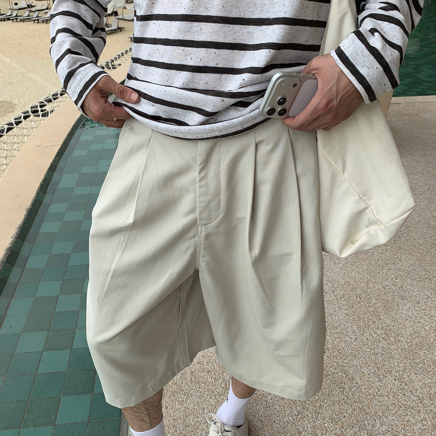 HLDS男士夏季薄款裤子男生宽松西装休闲裤百慕大短裤男款韩系男裤