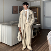 宽松风衣男生2025新款 Hualun秋冬季 中长款 翻领长外套莱赛尔大衣男