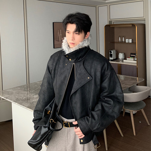 Hualun男生过冬加厚外套时尚保暖潮流宽松座山雕白鸭绒羽绒服男款